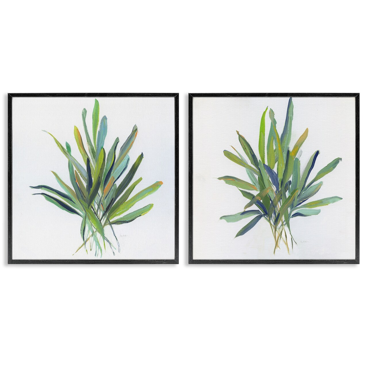 Stupell Industries Layered Plant Sprigs 2pc Framed Giclee Wall Art Set Design by Sally Swatland